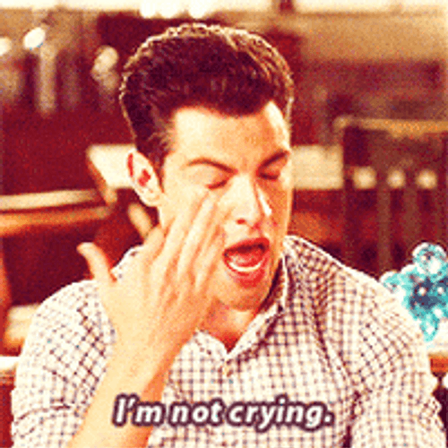 Max Greenfield Trying Not To Cry In New Girl GIF