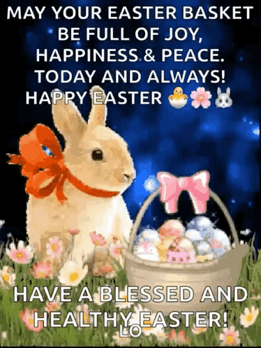 May Your Easter Basket Be Full Of Joy Happiness & Peace Today And Always ! Happy Easter Have A Blessed And Healthy Easte GIF