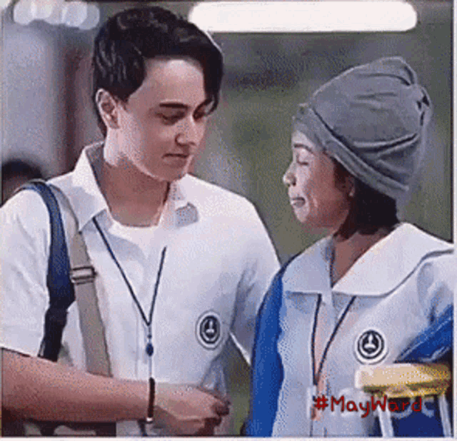 Maymay Entrata And Edward Barber Forehead Kiss GIF
