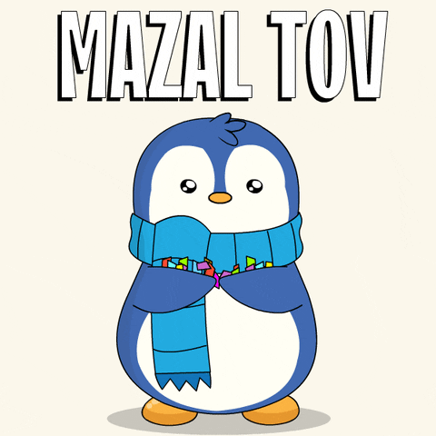 Mazel Tov Penguin Confetti GIF