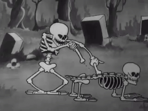 Skeleton Dancing Gives Friend A Massage GIF