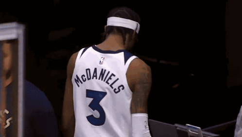 McDaniels In White Jersey Number 3 GIF