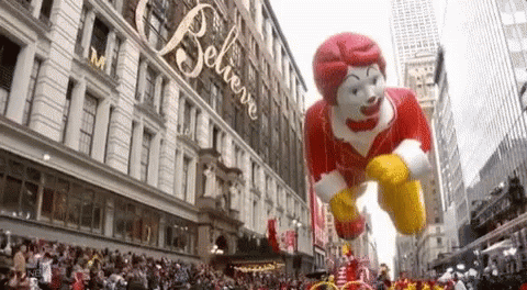 McDonald's Balloon Flying In Parade GIF