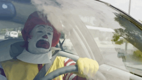 McDonald's Clown Driving a Car