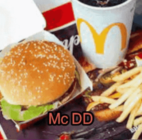 McDonald's Hamburger French Fries and Soda