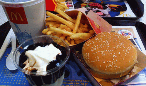 McDonald's Meal with Hamburger Fries and Ice Cream