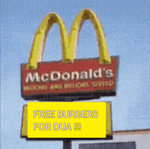 McDonald's Sign Yellow Sign Free Burgers for Dua
