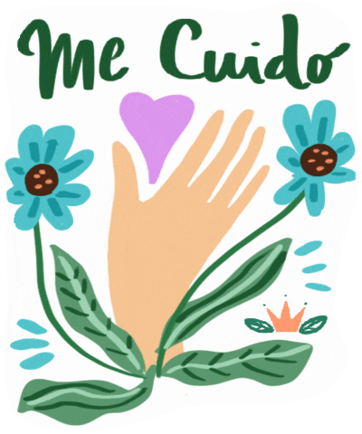 Me Cuido In Green Floral Art GIF