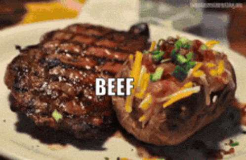 Sizzling Grilled Meat With Loaded Baked Potato GIF