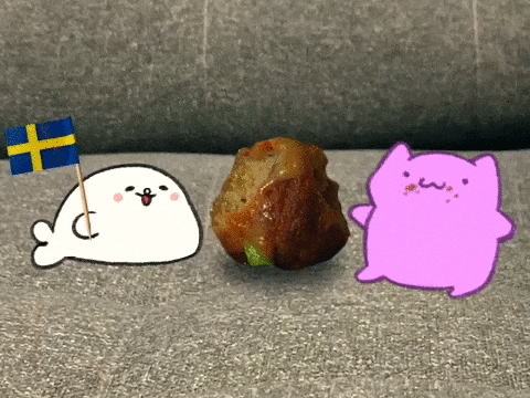 Meatball Between White Seal And Purple Cat GIF