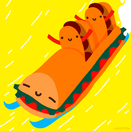 Meatball Subs Riding A Sandwich Sled GIF