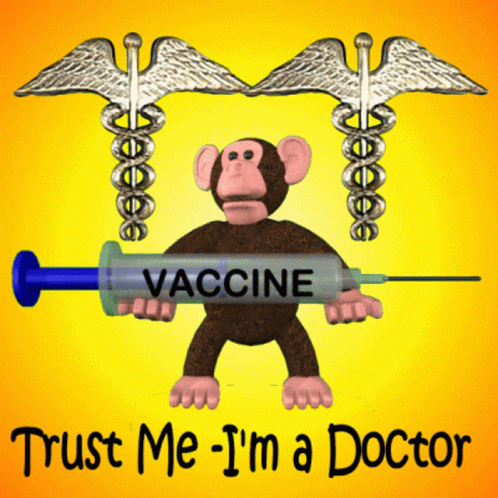 Médica Cartoon Monkey Lifting Injection GIF