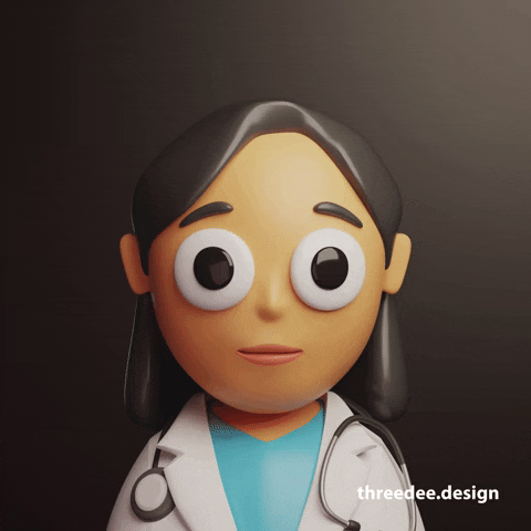 Médica Lady Doctor Googly Eyes Digital Aniamtion GIF