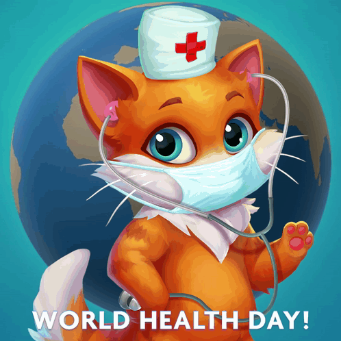 Médica World Health Day Adorable Cat Nurse GIF