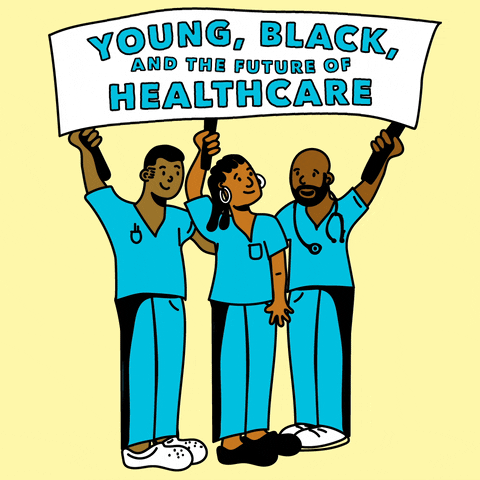 Médica Young Black Healthcare Providers Statement Signage GIF
