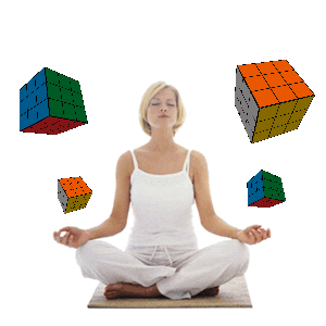 Meditation With Spinning Rubics Blocks GIF