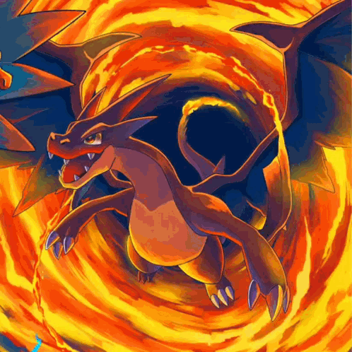 Mega Evolution Charizard In Flame Whirlwind GIF