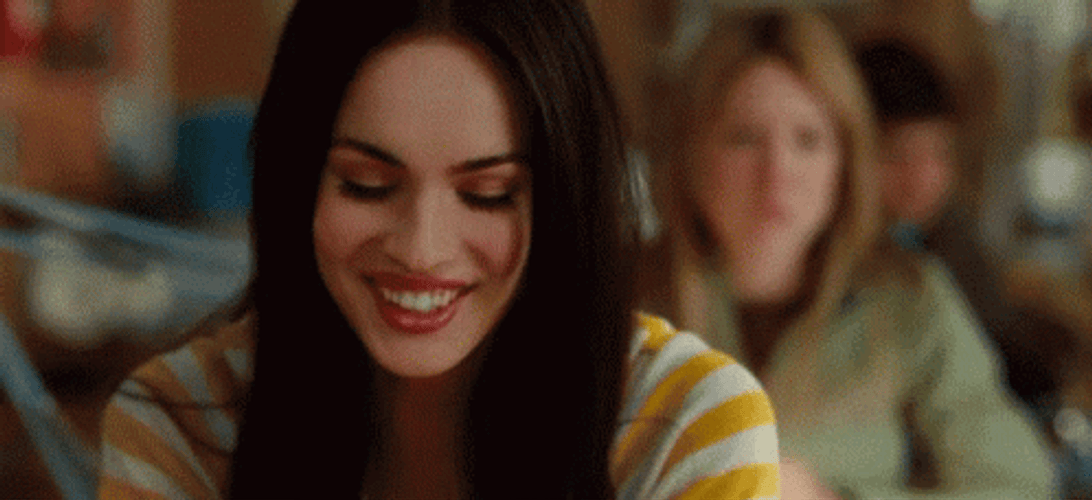 Megan Fox Trying Not To Laugh GIF