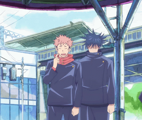 Megumi Fushiguro Slapping Yuji Itadori On His Back GIF