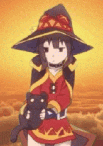 Megumin Dancing While Holding A Cat GIF
