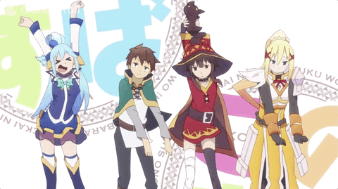 Megumin Kazuma Aqua And Yunyun Dancing GIF