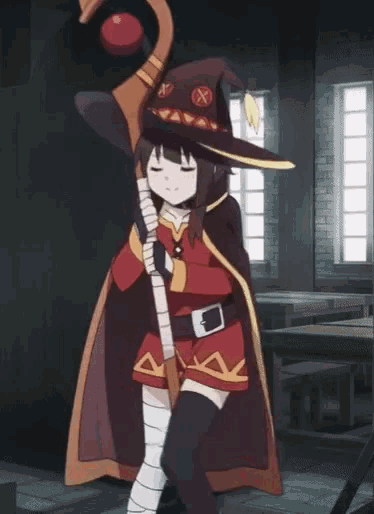 Megumin Moving With Her Wand GIF