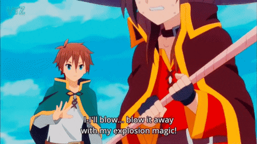 Megumin Nervously Casting Explosion Spell GIF