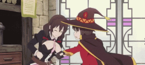 Megumin Slapping Breast Of Yunyun GIF