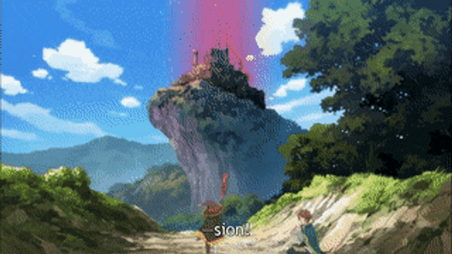 Megumin Watching Konusuba Castle Explosion GIF