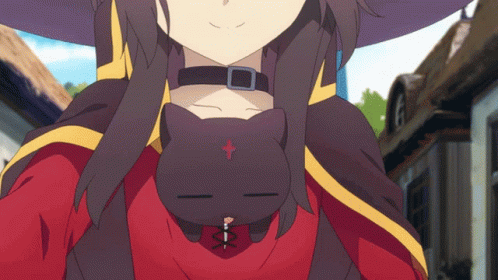 Megumin With Cat On Her Chest GIF