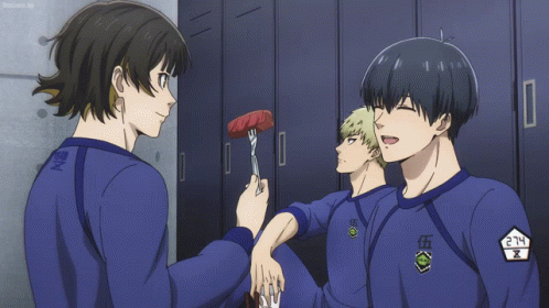 Meguru Bachira Giving Isagi Sausage GIF