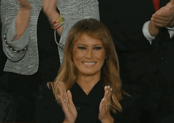 Melania Trump Sarcastic Happy Then Sad Reaction GIF