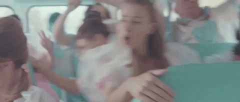 Melanie Martinez Riding Pink Bus GIF
