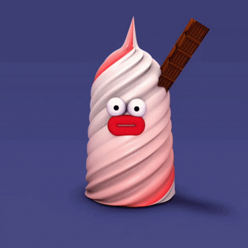 Melted Ice Cream Face With Chocolate Stick GIF