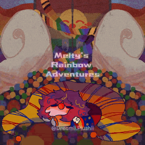 Melty 'S Rainbow Adventures Is Written On A Poster GIF