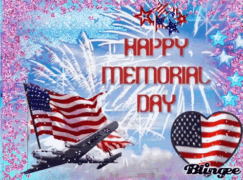Memorial Day Greeting Card With Airplane and Heart