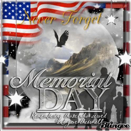 Memorial Day Greeting Card With American Flag and Eagle