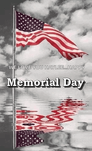 Memorial Day Greeting Card With American Flag Waving