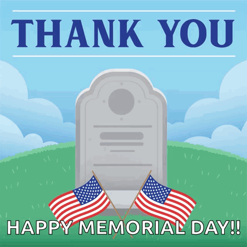 Memorial Day Greeting Card With Grave and Flags