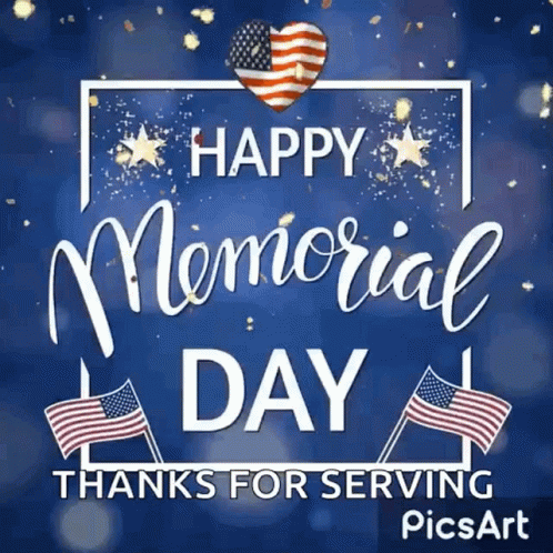Memorial Day Greeting Card With Heart and Flags