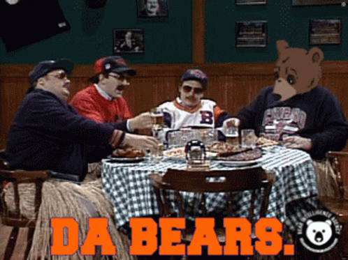 Men At Table With Orange Da Bears GIF