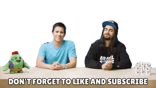 Men at Table With Stuffed Cactus and Subscribe Reminder
