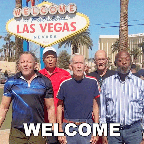 Men at Welcome to Fabulous Las Vegas Sign