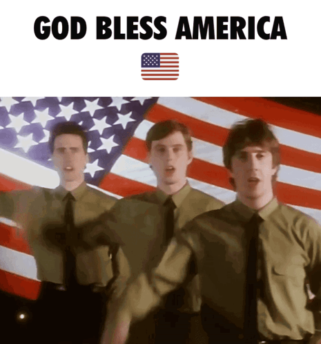 Men Before American Flag Saying God Bless America