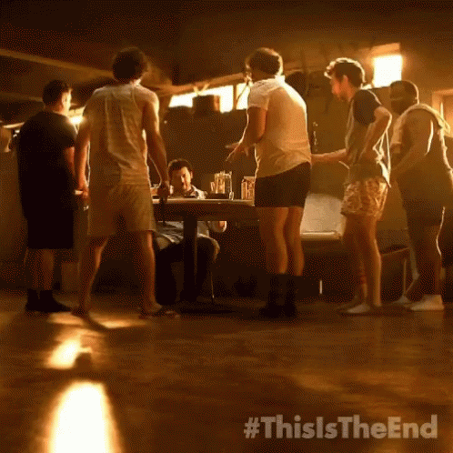 Men Dancing in Dark Room #thisistheend