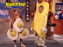 Men Dressed as Egg and Banana