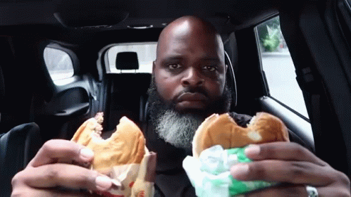 Men In Black Eat Two Pieces Burger Whopper GIF