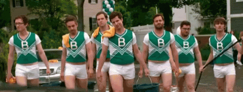 Men in Cheerleader Uniforms with B