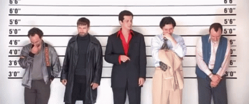 Men in Police Lineup With Height Measurements