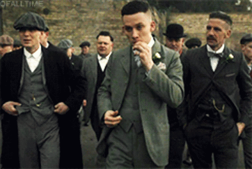 Men In Suits And Hats Walking With Ofalltime GIF